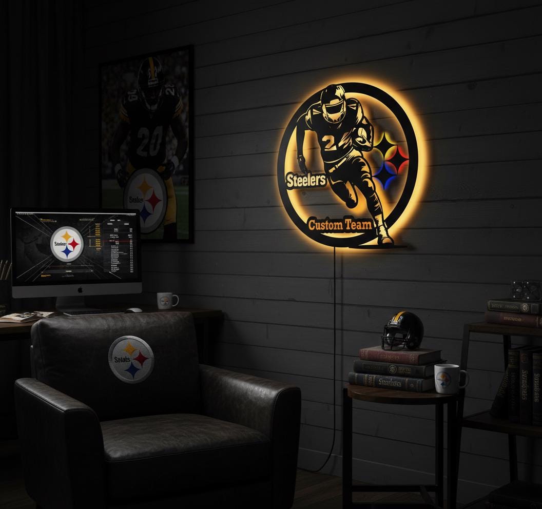 Pittsburgh Steelers Wall Art - Team Logo Sign for Man Cave & Game Room