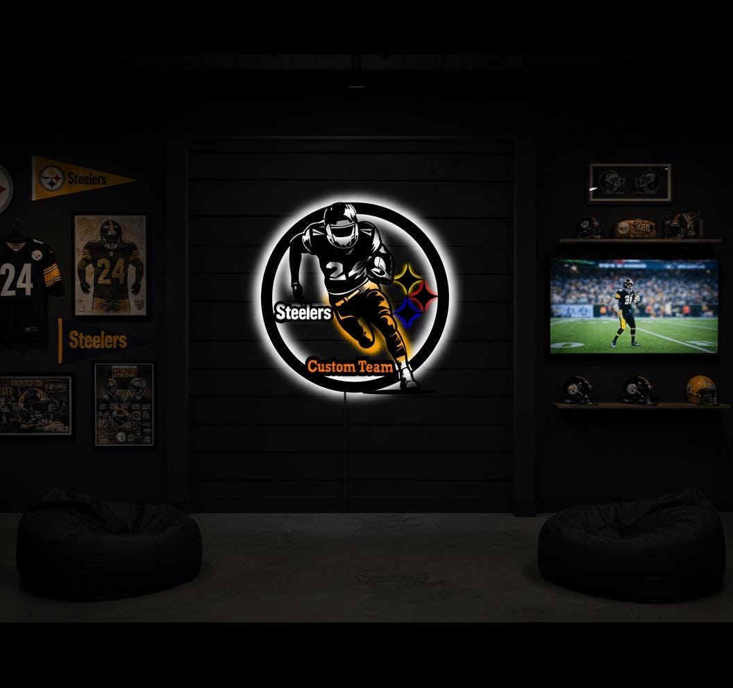 Pittsburgh Steelers Wall Art - Team Logo Sign for Man Cave & Game Room