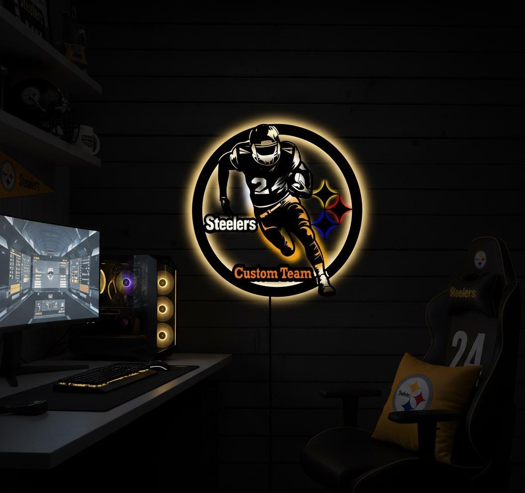 Pittsburgh Steelers Wall Art - Team Logo Sign for Man Cave & Game Room