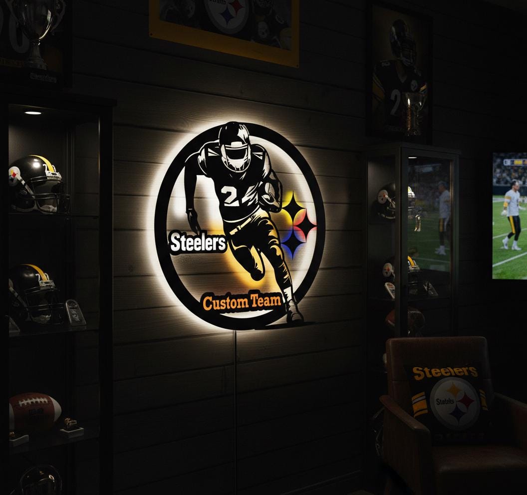 Pittsburgh Steelers Wall Art - Team Logo Sign for Man Cave & Game Room