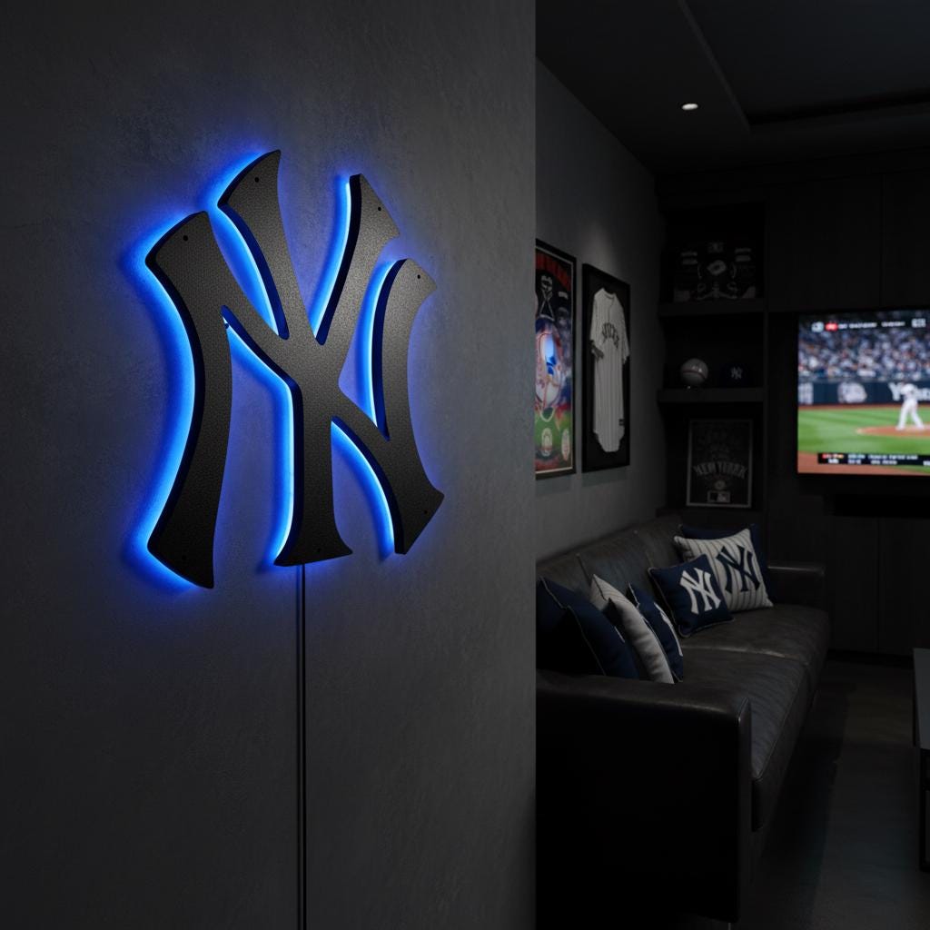 New York Yankees Wall Art - Team Logo Baseball Fan Man Cave Decor Gift