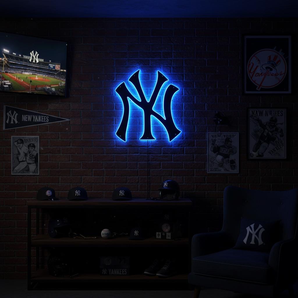 New York Yankees Wall Art - Team Logo Baseball Fan Man Cave Decor Gift
