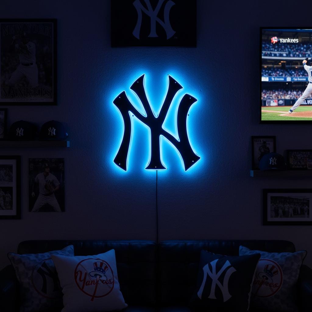 New York Yankees Wall Art - Team Logo Baseball Fan Man Cave Decor Gift