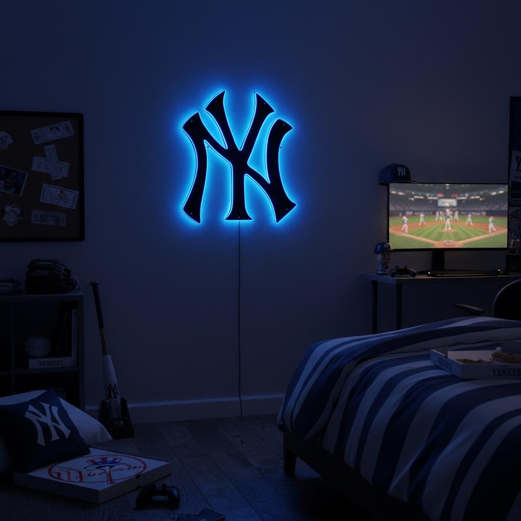 New York Yankees Wall Art - Team Logo Baseball Fan Man Cave Decor Gift
