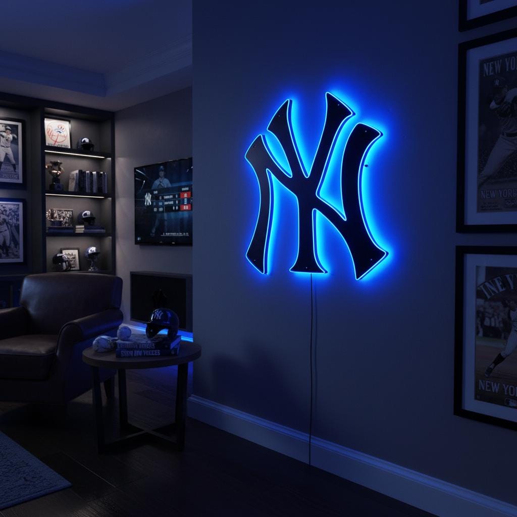 New York Yankees Wall Art - Team Logo Baseball Fan Man Cave Decor Gift