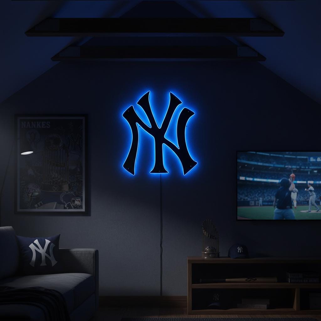 New York Yankees Wall Art - Team Logo Baseball Fan Man Cave Decor Gift