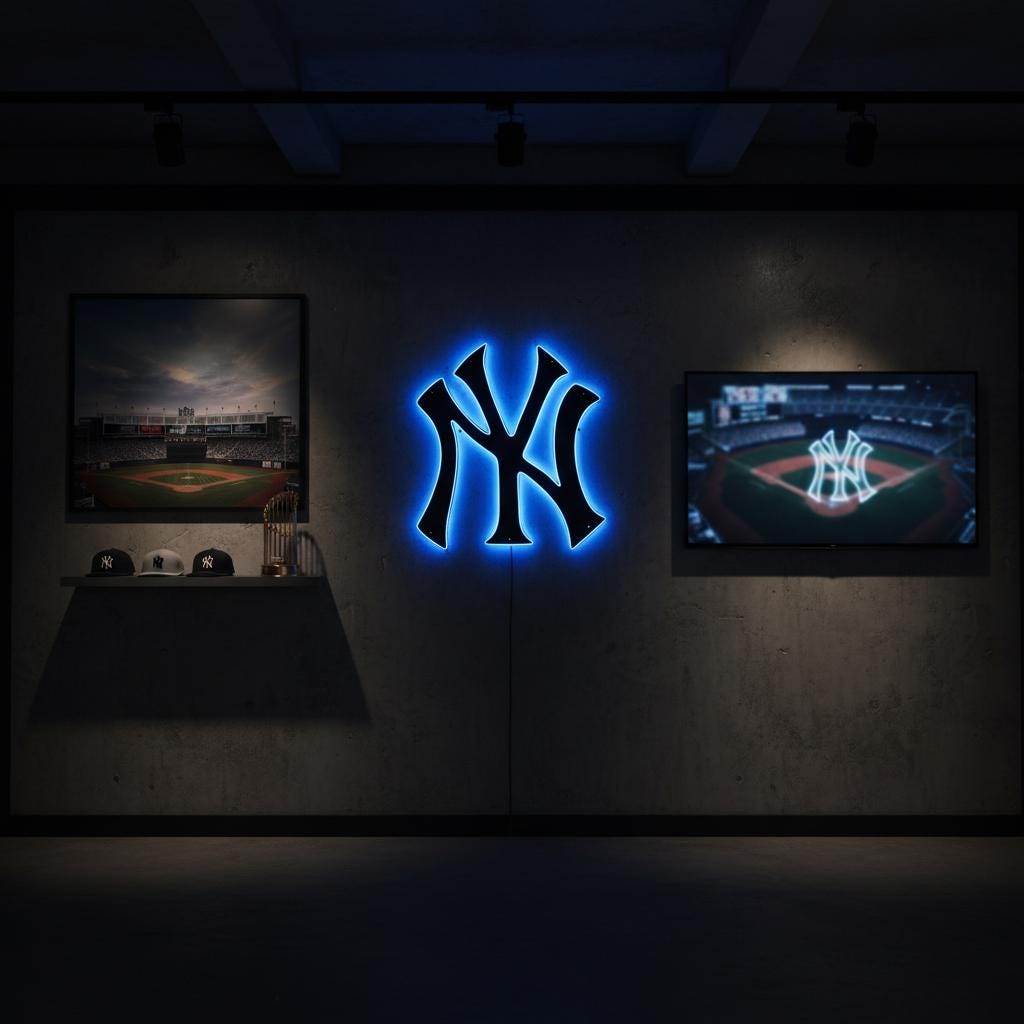 New York Yankees Wall Art - Team Logo Baseball Fan Man Cave Decor Gift