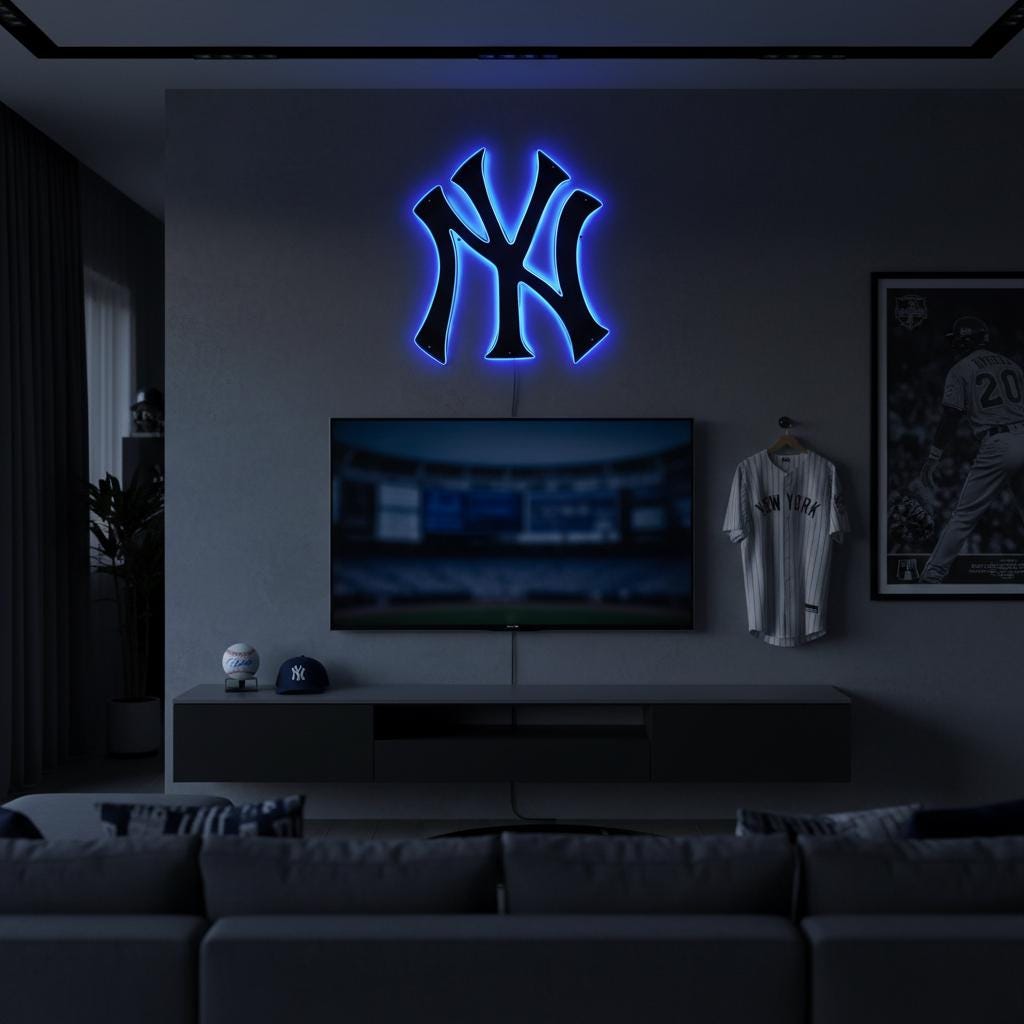 New York Yankees Wall Art - Team Logo Baseball Fan Man Cave Decor Gift