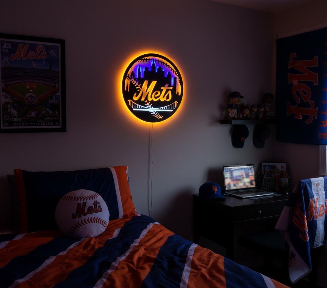 New York Mets Wall Art - MLB Team Logo Game Room Decor Gift