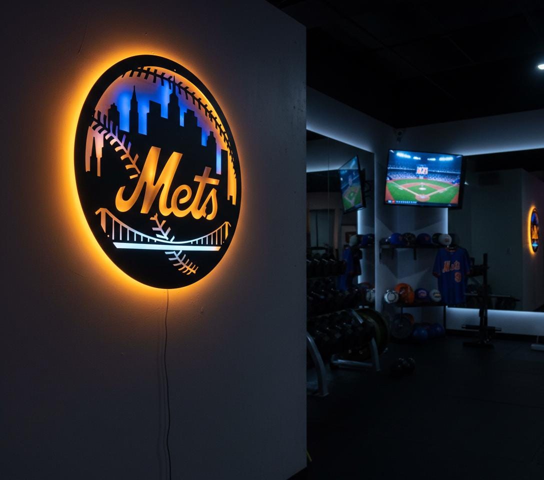 New York Mets Wall Art - MLB Team Logo Game Room Decor Gift
