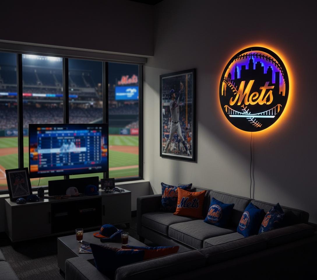 New York Mets Wall Art - MLB Team Logo Game Room Decor Gift