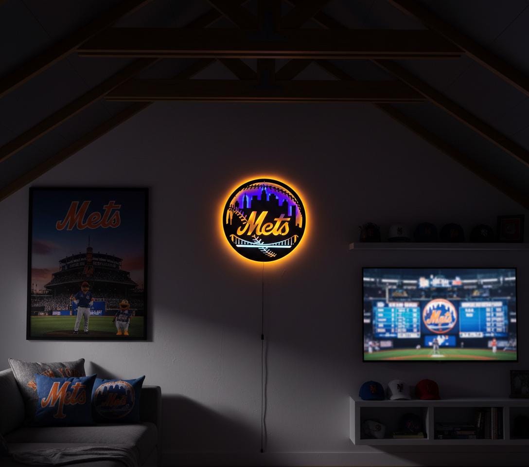 New York Mets Wall Art - MLB Team Logo Game Room Decor Gift