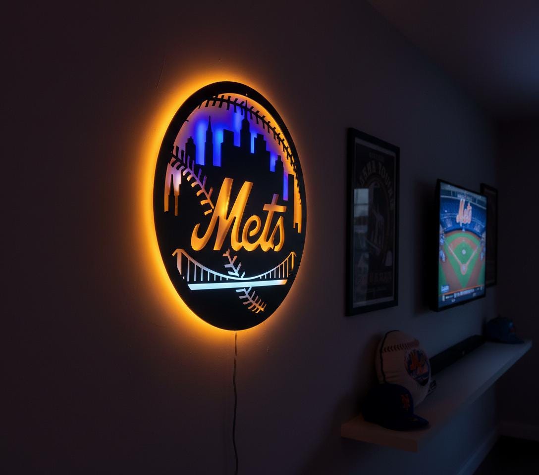 New York Mets Wall Art - MLB Team Logo Game Room Decor Gift