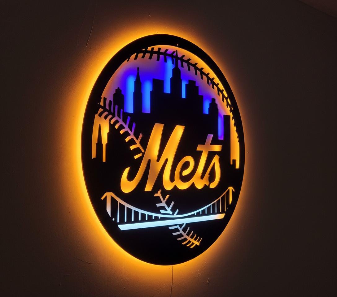 New York Mets Wall Art - MLB Team Logo Game Room Decor Gift