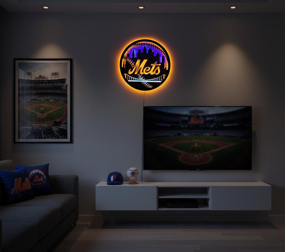 New York Mets Wall Art - MLB Team Logo Game Room Decor Gift