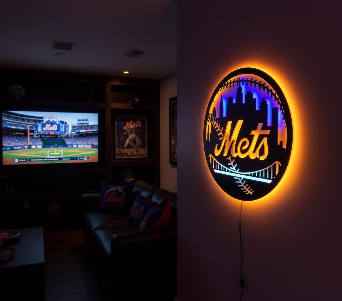 New York Mets Wall Art - MLB Team Logo Game Room Decor Gift