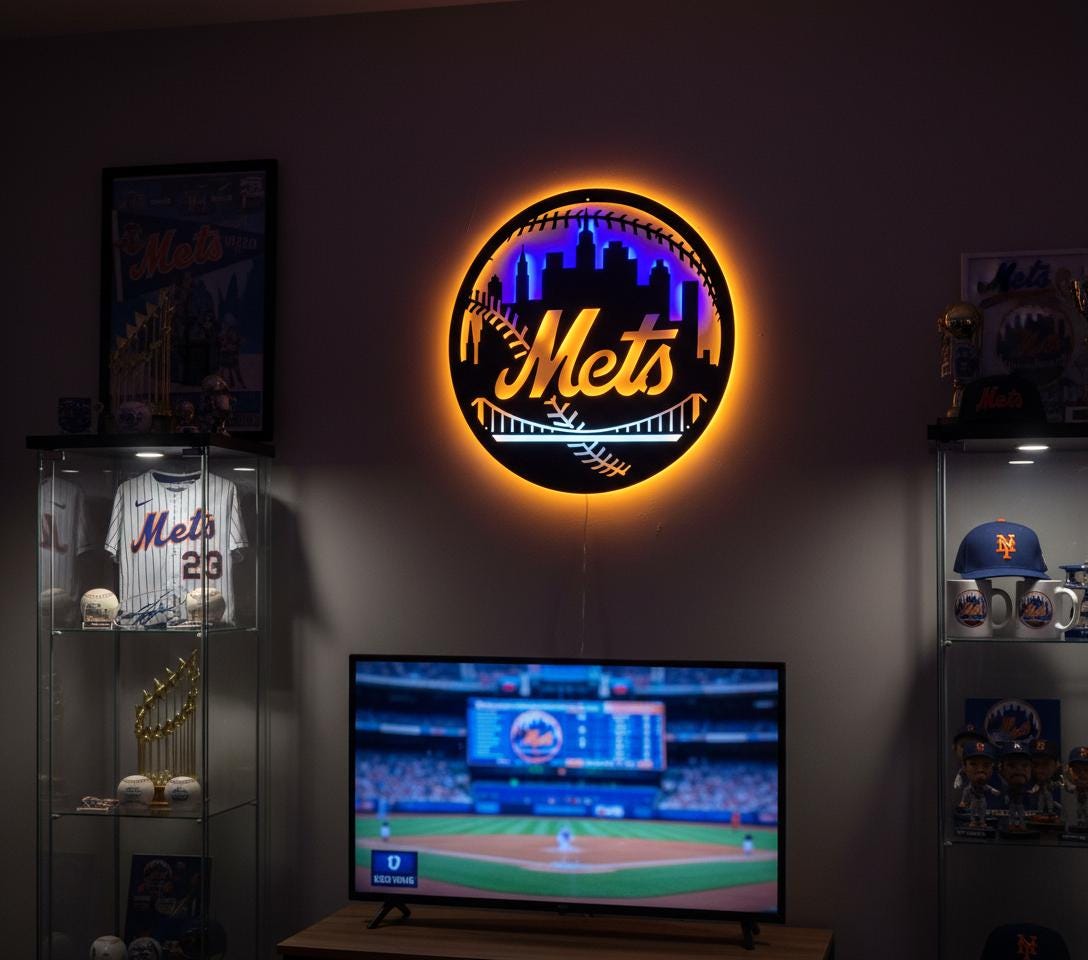 New York Mets Wall Art - MLB Team Logo Game Room Decor Gift
