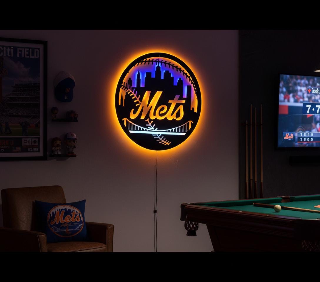 New York Mets Wall Art - MLB Team Logo Game Room Decor Gift