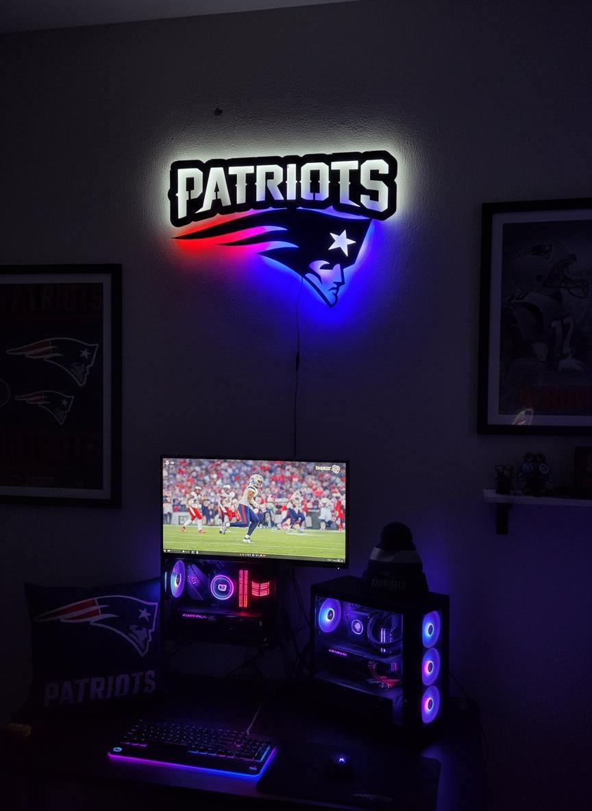New England Patriots Wall Art - Team Logo NFL Football Fan Decor