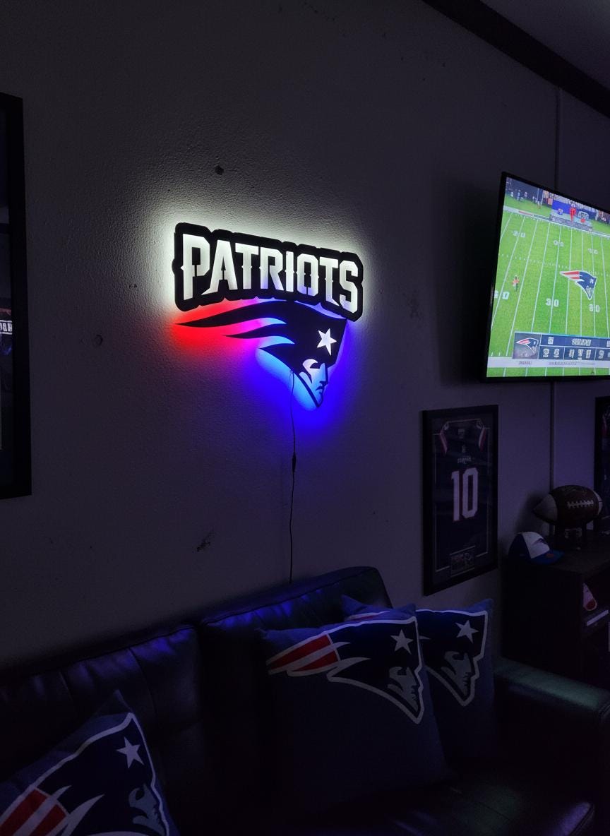 New England Patriots Wall Art - Team Logo NFL Football Fan Decor