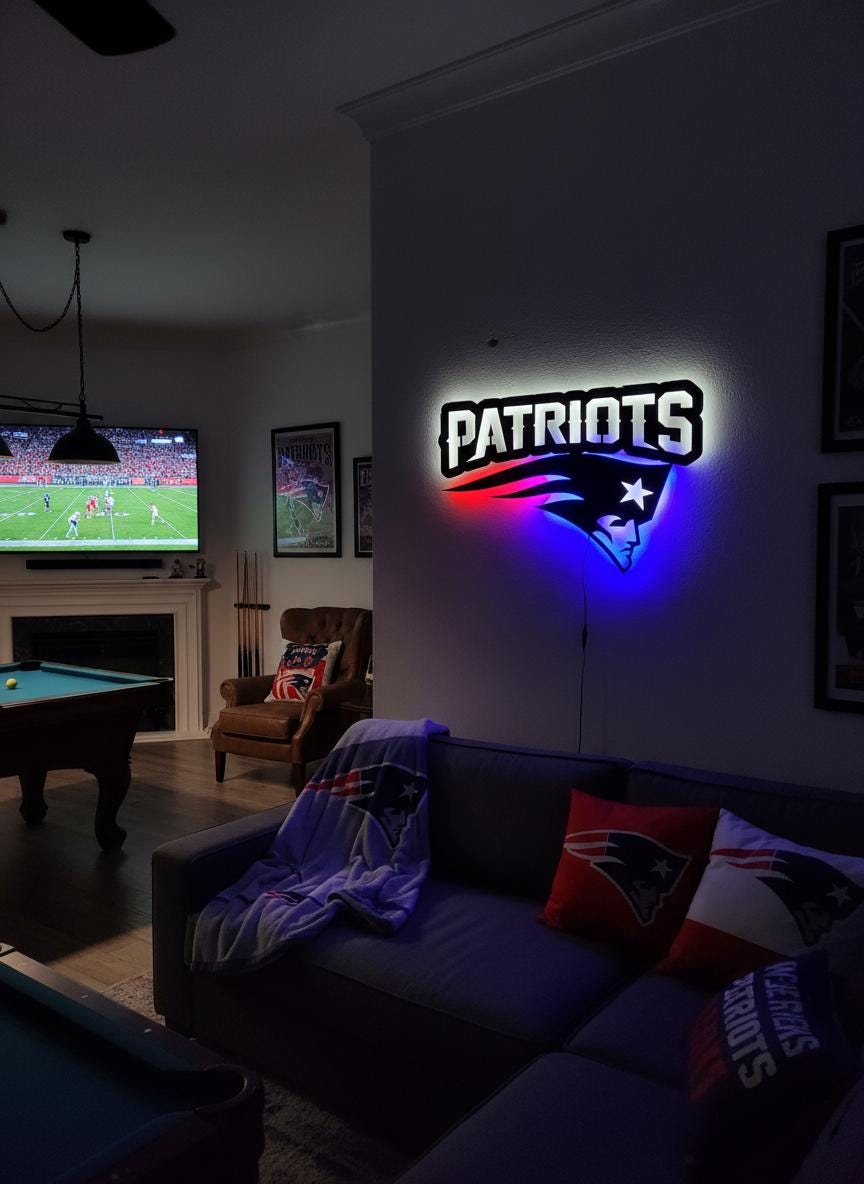New England Patriots Wall Art - Team Logo NFL Football Fan Decor