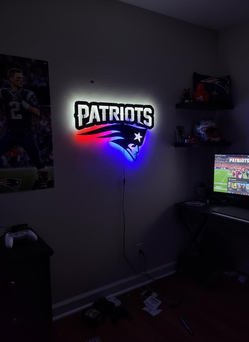 New England Patriots Wall Art - Team Logo NFL Football Fan Decor
