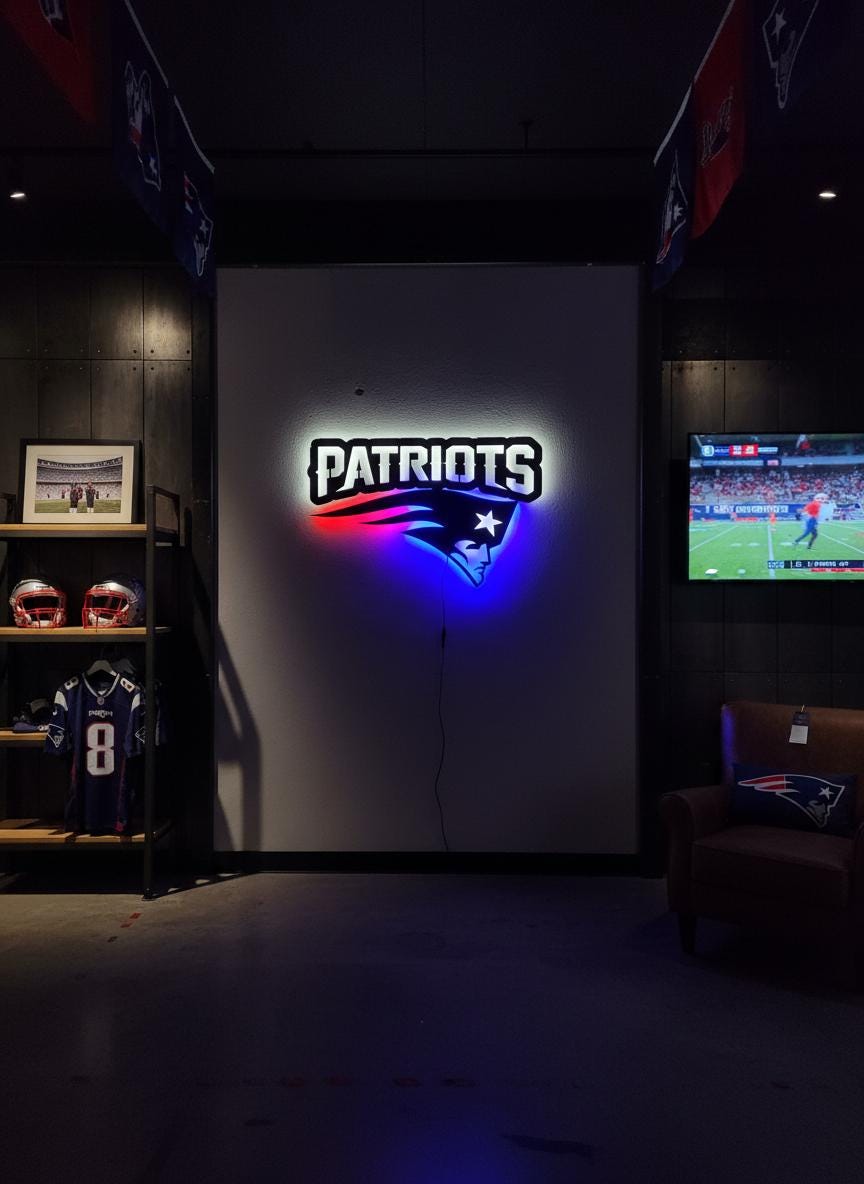 New England Patriots Wall Art - Team Logo NFL Football Fan Decor