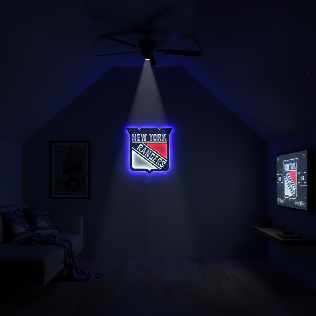 New York Rangers Wall Art - Team Logo Hockey Fan Gift - Game Room Decor