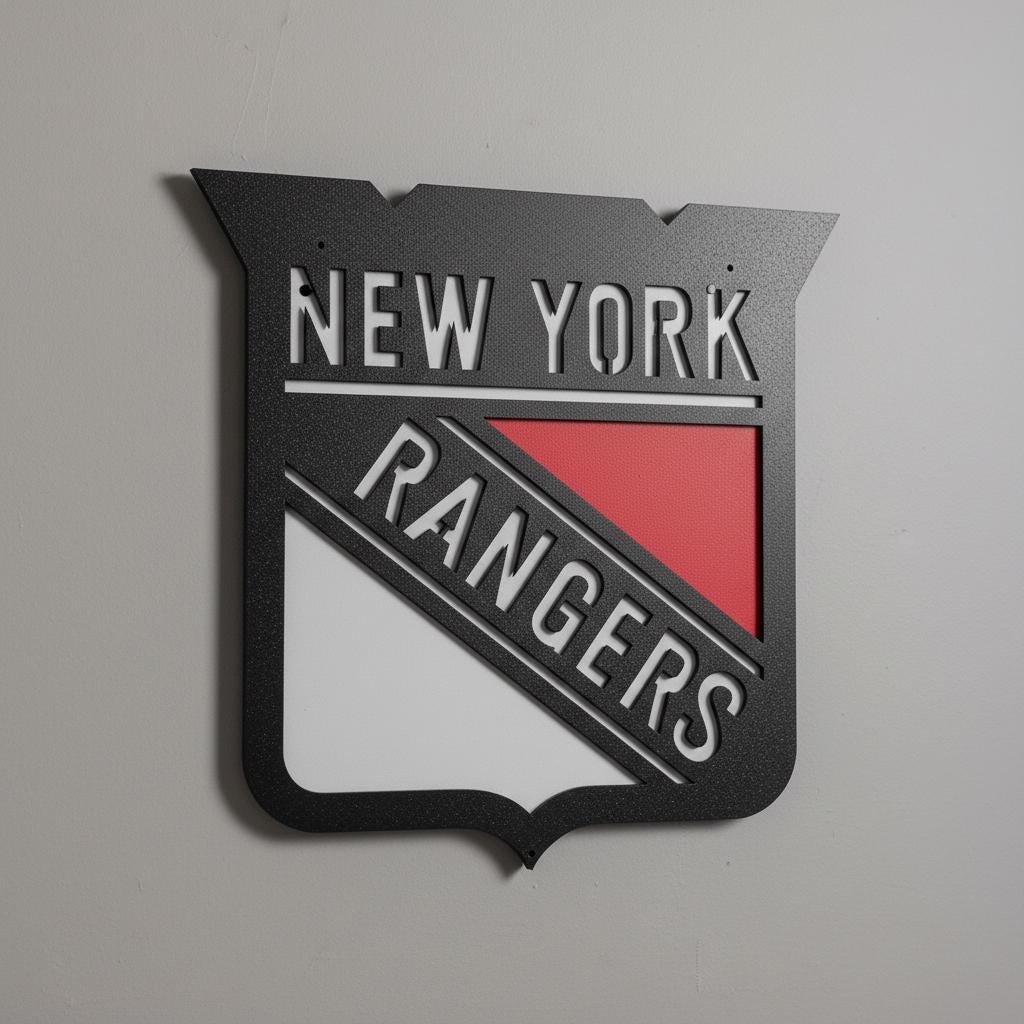 New York Rangers Wall Art - Team Logo Hockey Fan Gift - Game Room Decor