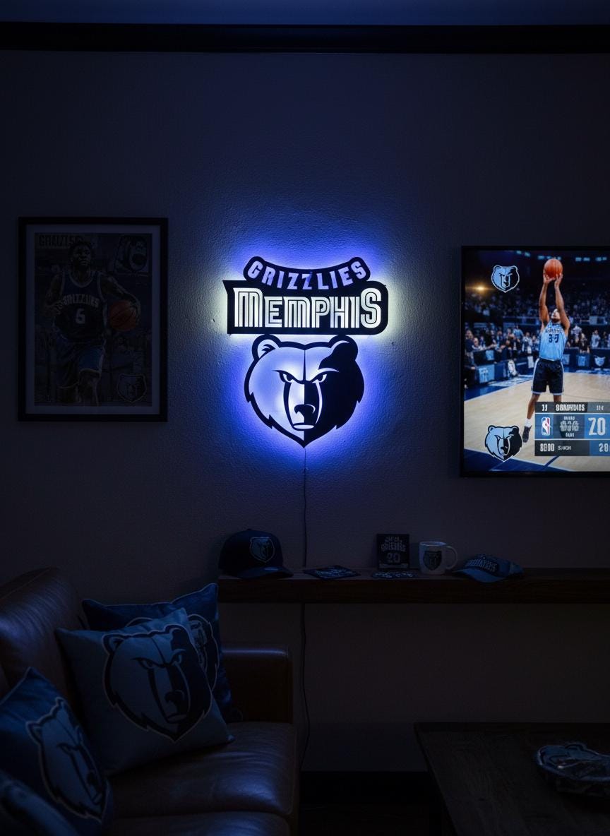 Memphis Grizzlies Wall Art - Team Logo Game Room Decor for NBA Fans