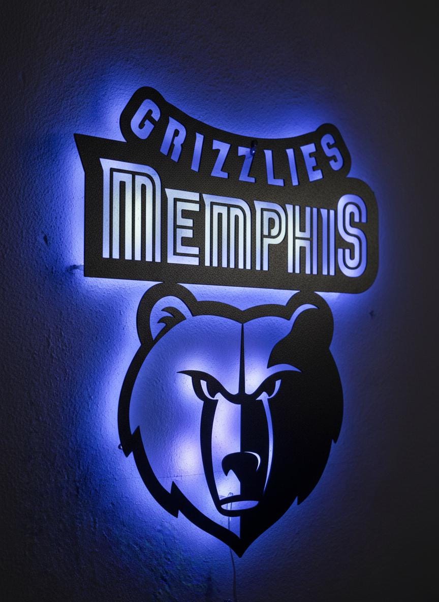 Memphis Grizzlies Wall Art - Team Logo Game Room Decor for NBA Fans