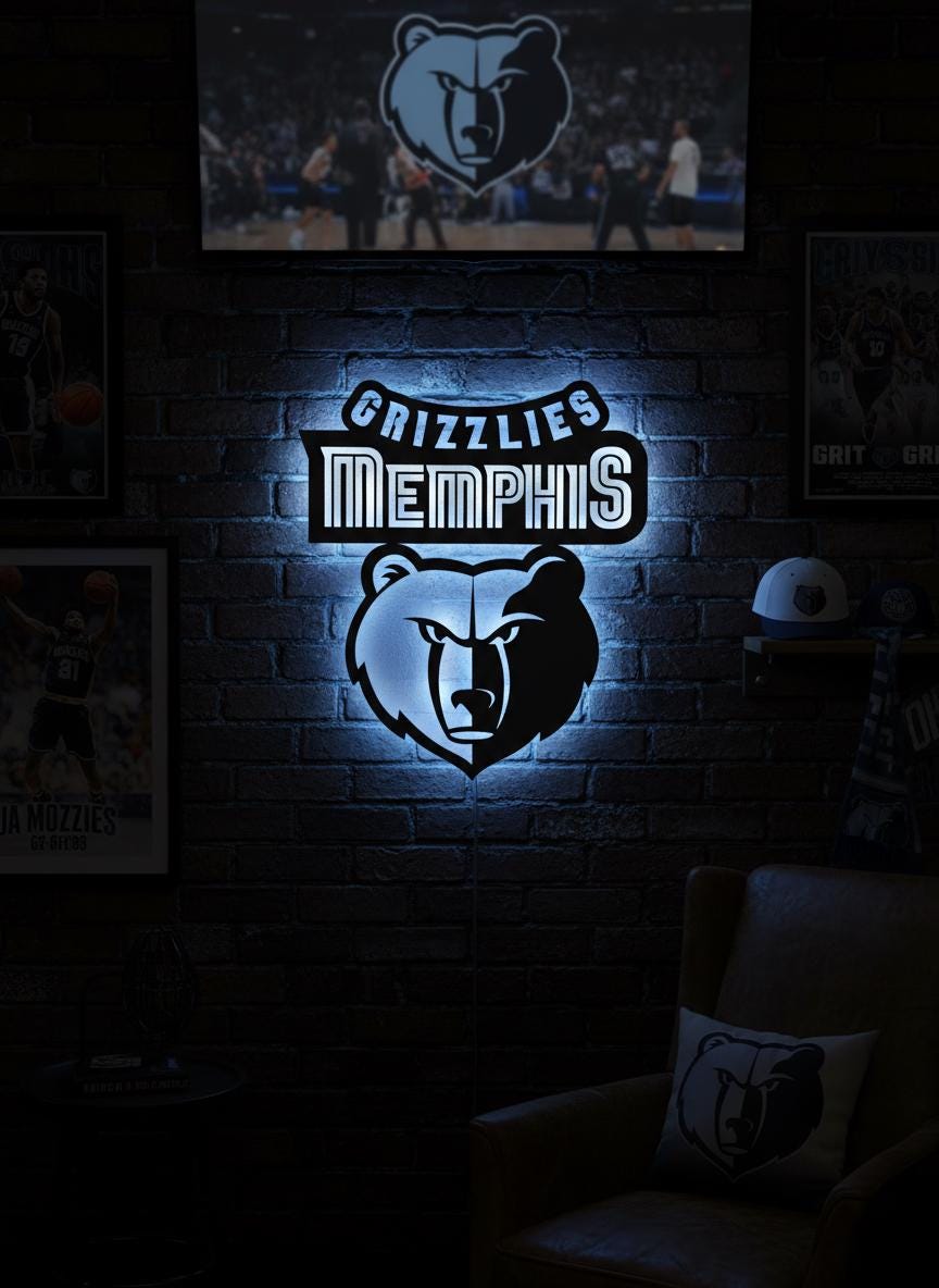 Memphis Grizzlies Wall Art - Team Logo Game Room Decor for NBA Fans