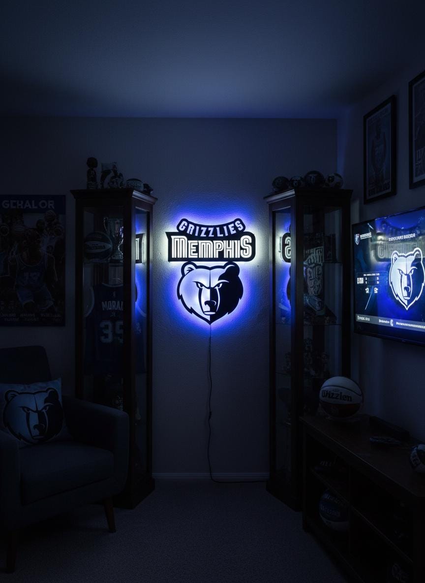 Memphis Grizzlies Wall Art - Team Logo Game Room Decor for NBA Fans