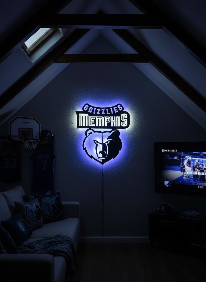 Memphis Grizzlies Wall Art - Team Logo Game Room Decor for NBA Fans