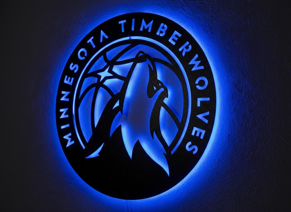 NBA Wall Art - Minnesota Timberwolves Team Logo Game Room Decor
