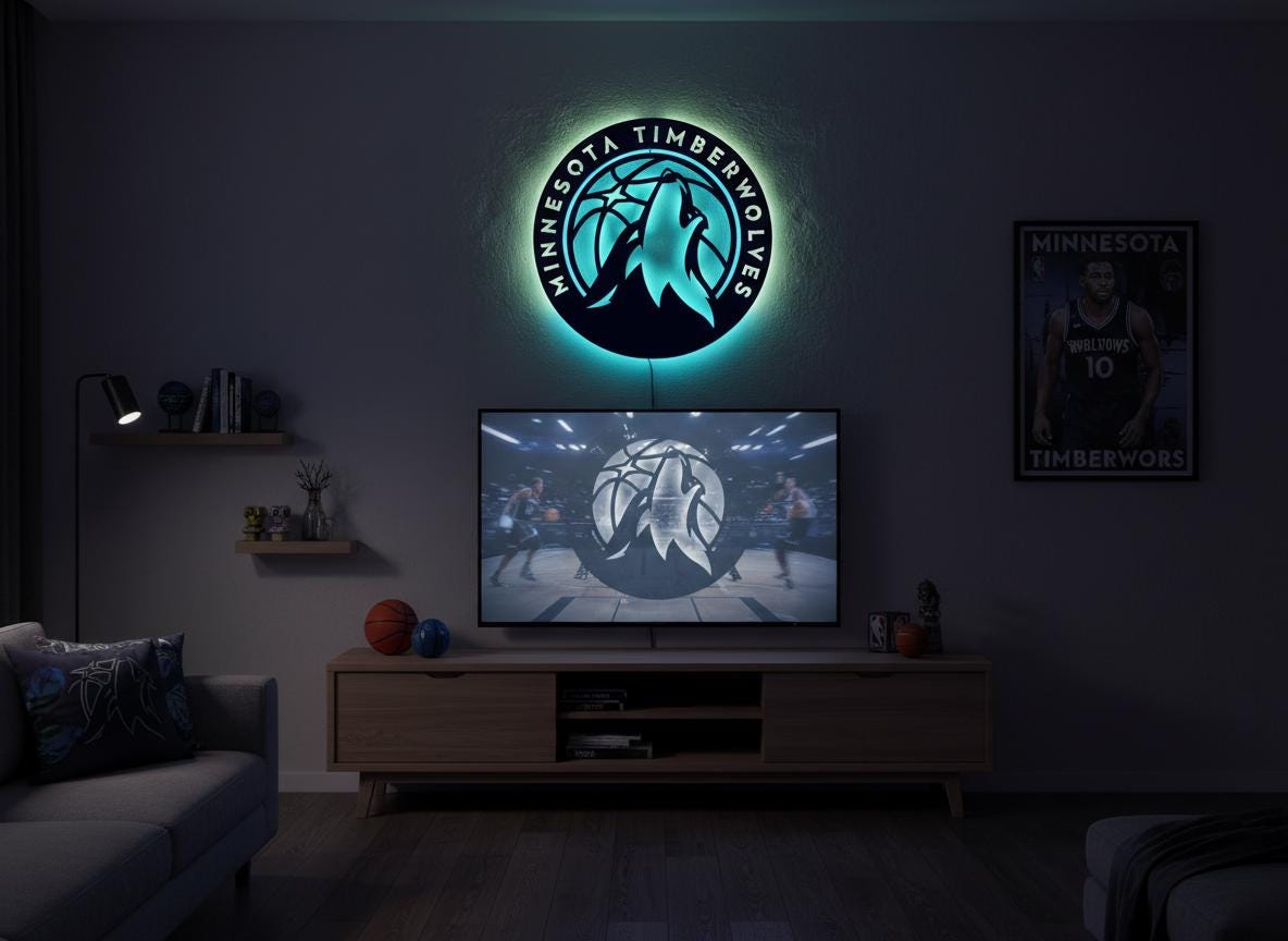 NBA Wall Art - Minnesota Timberwolves Team Logo Game Room Decor