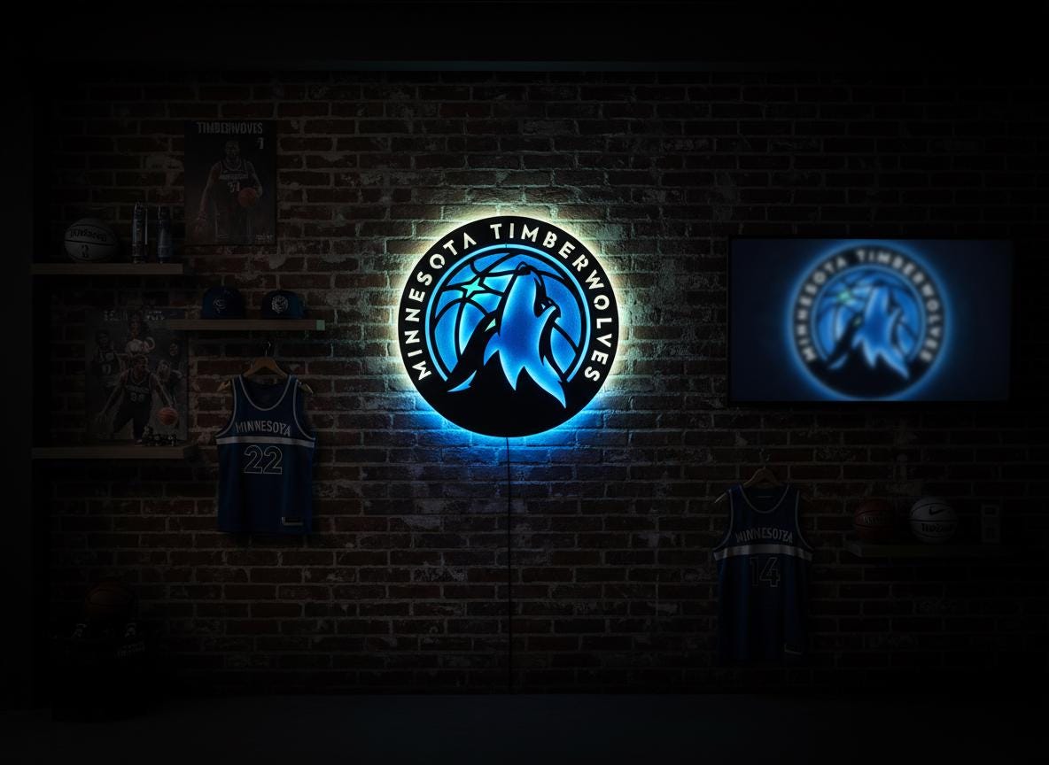 NBA Wall Art - Minnesota Timberwolves Team Logo Game Room Decor