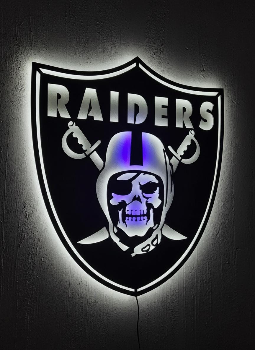Las Vegas Raiders Sign - Team Logo Man Cave Decor & Sports Fan Gift