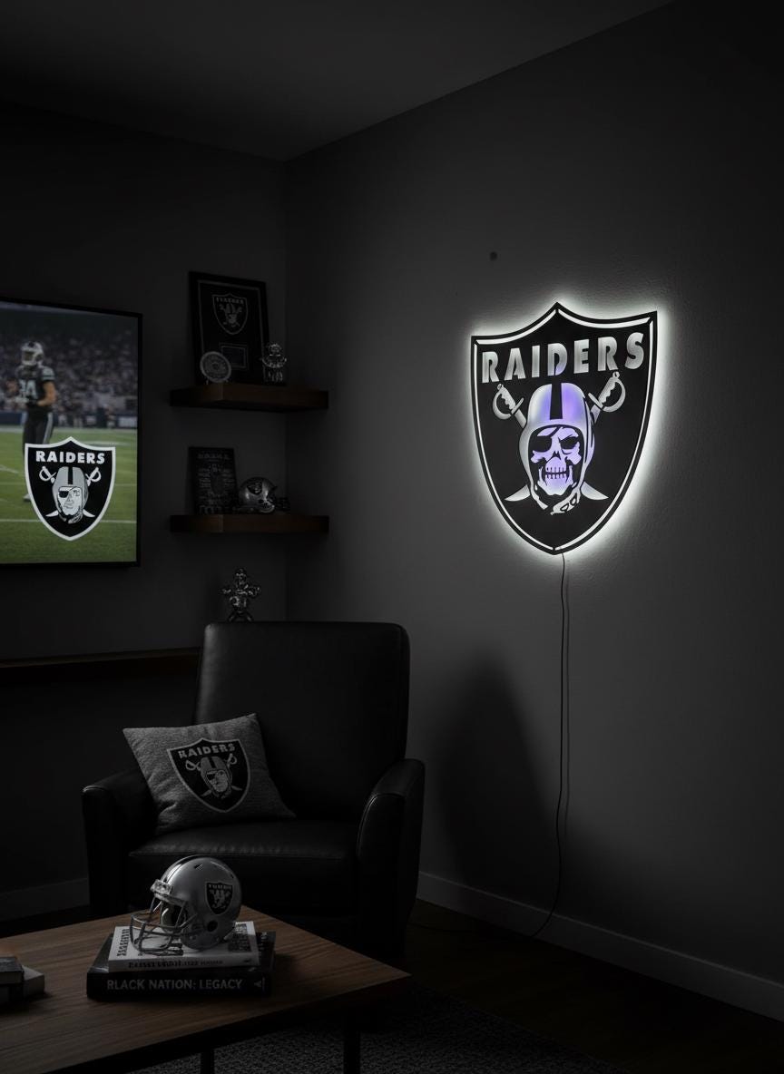 Las Vegas Raiders Sign - Team Logo Man Cave Decor & Sports Fan Gift