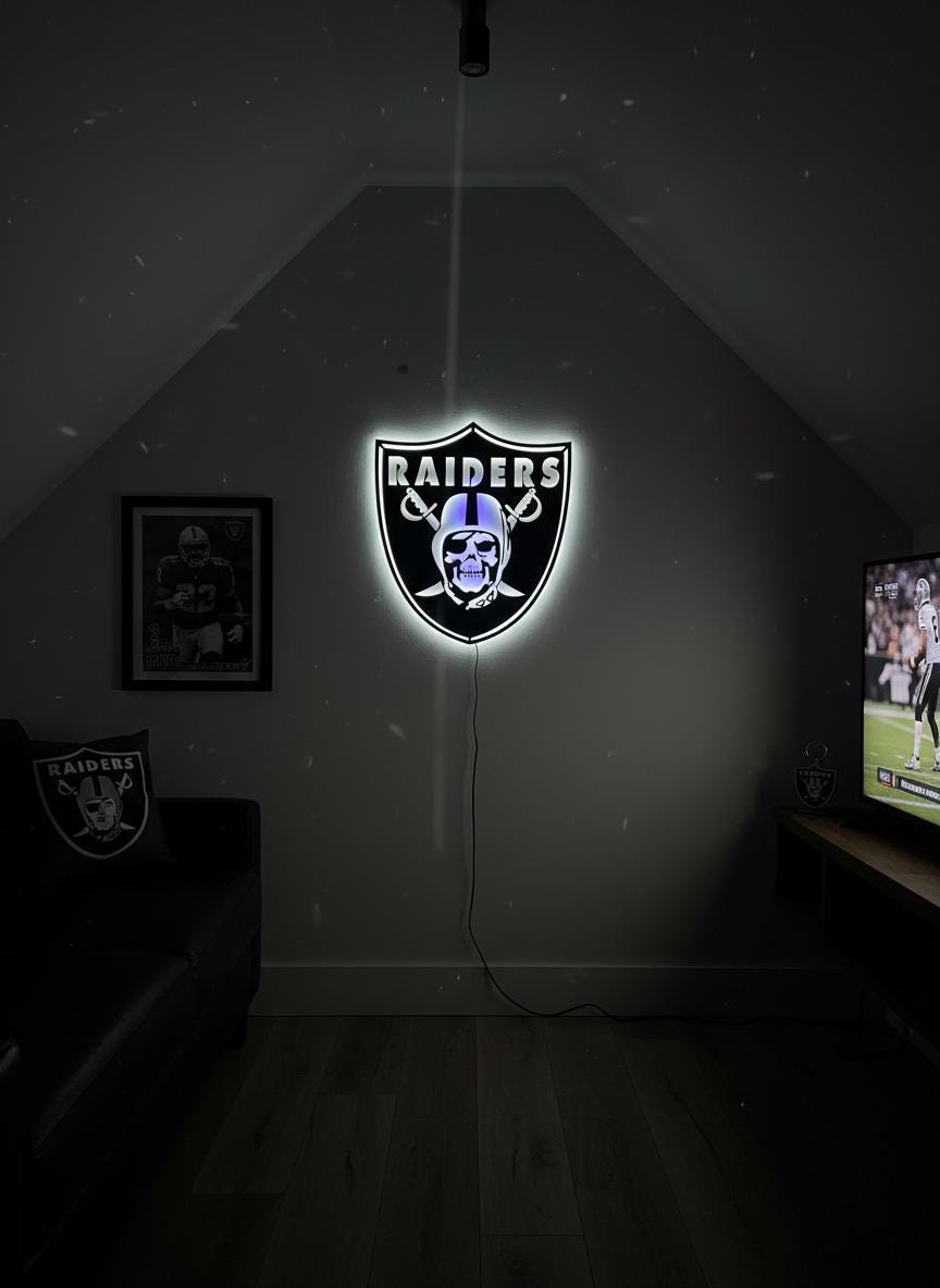 Las Vegas Raiders Sign - Team Logo Man Cave Decor & Sports Fan Gift