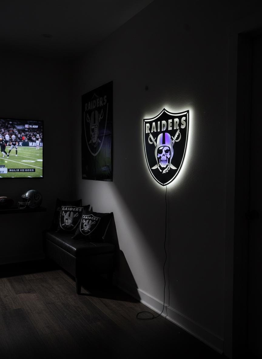 Las Vegas Raiders Sign - Team Logo Man Cave Decor & Sports Fan Gift