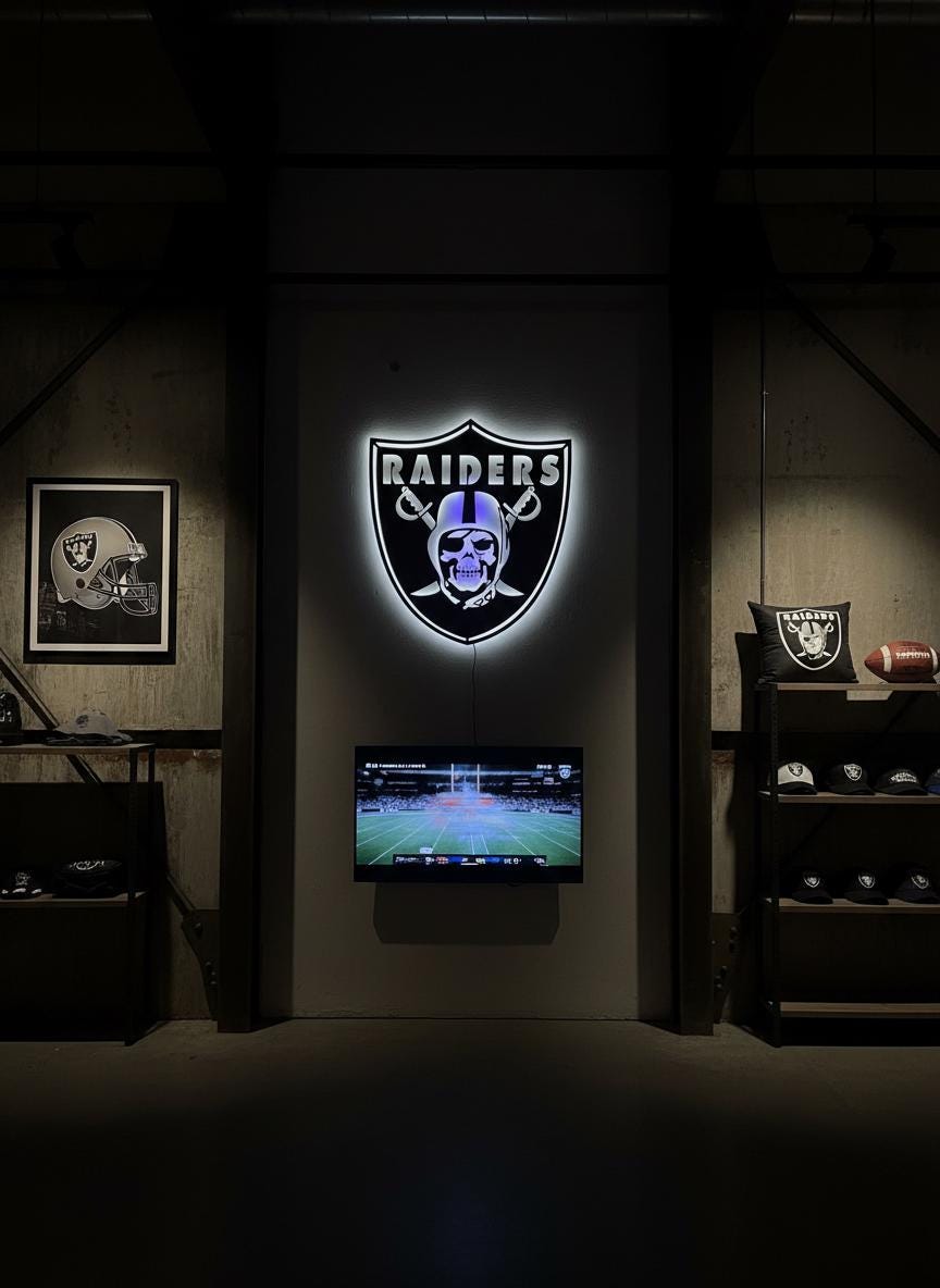 Las Vegas Raiders Sign - Team Logo Man Cave Decor & Sports Fan Gift