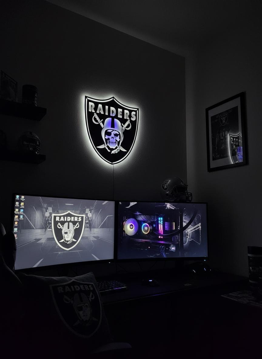 Las Vegas Raiders Sign - Team Logo Man Cave Decor & Sports Fan Gift