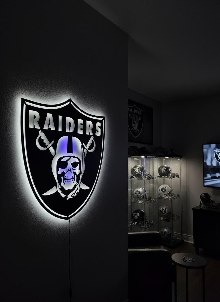 Las Vegas Raiders Sign - Team Logo Man Cave Decor & Sports Fan Gift