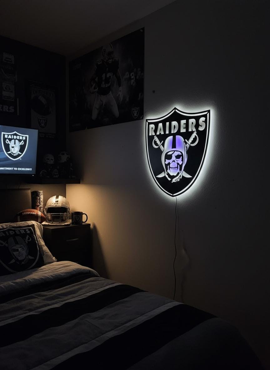 Las Vegas Raiders Sign - Team Logo Man Cave Decor & Sports Fan Gift