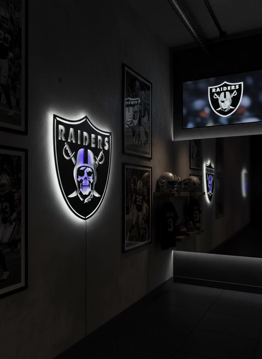 Las Vegas Raiders Sign - Team Logo Man Cave Decor & Sports Fan Gift