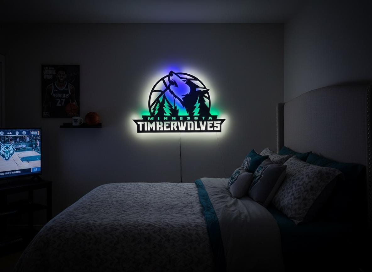 NBA Wall Art - Minnesota Timberwolves Logo Decor for Game Room
