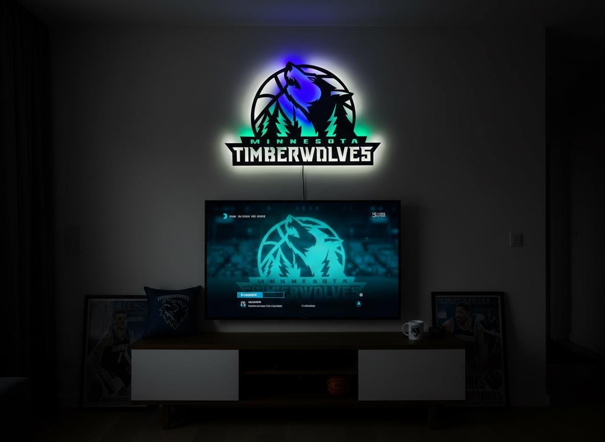 NBA Wall Art - Minnesota Timberwolves Logo Decor for Game Room