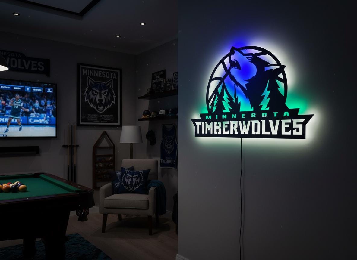 NBA Wall Art - Minnesota Timberwolves Logo Decor for Game Room