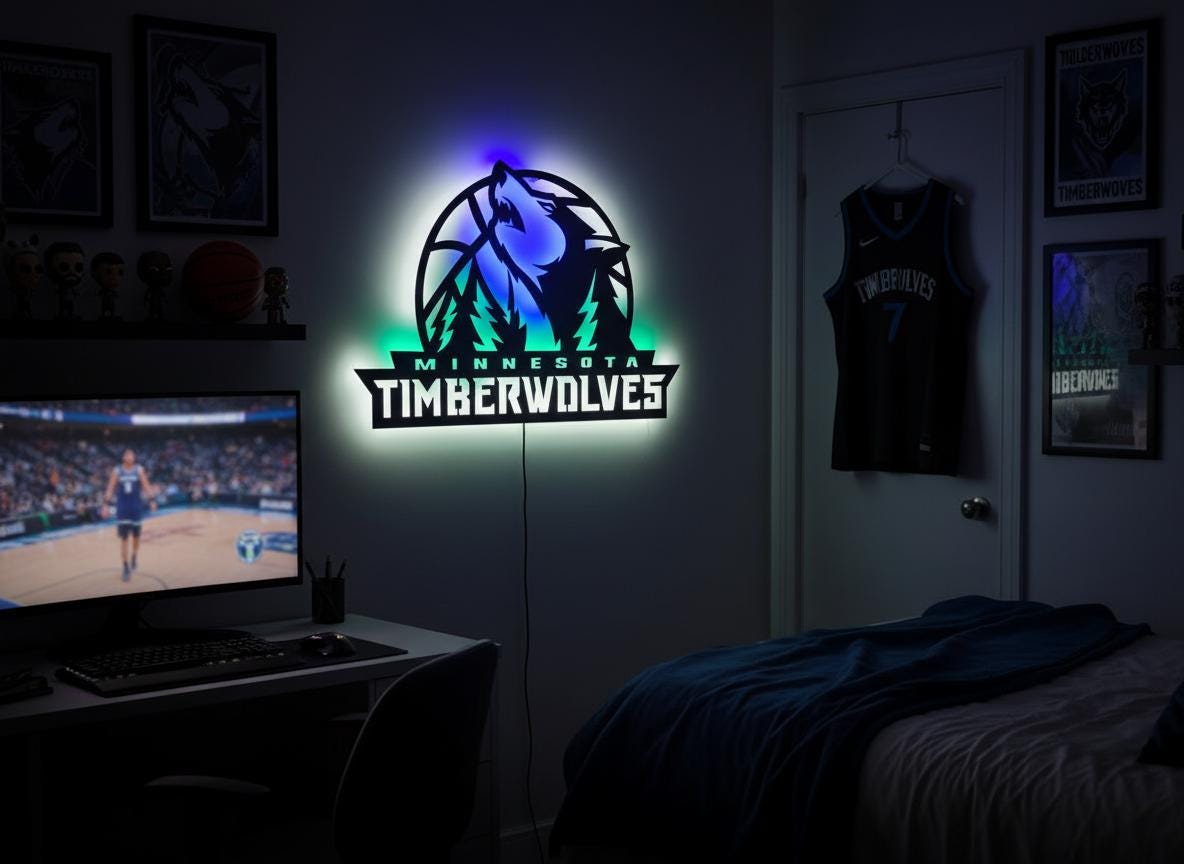 NBA Wall Art - Minnesota Timberwolves Logo Decor for Game Room